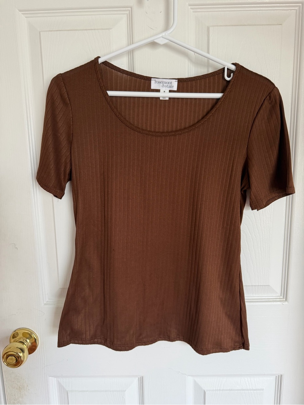 Ribbed Brown Short-Sleeve Tee